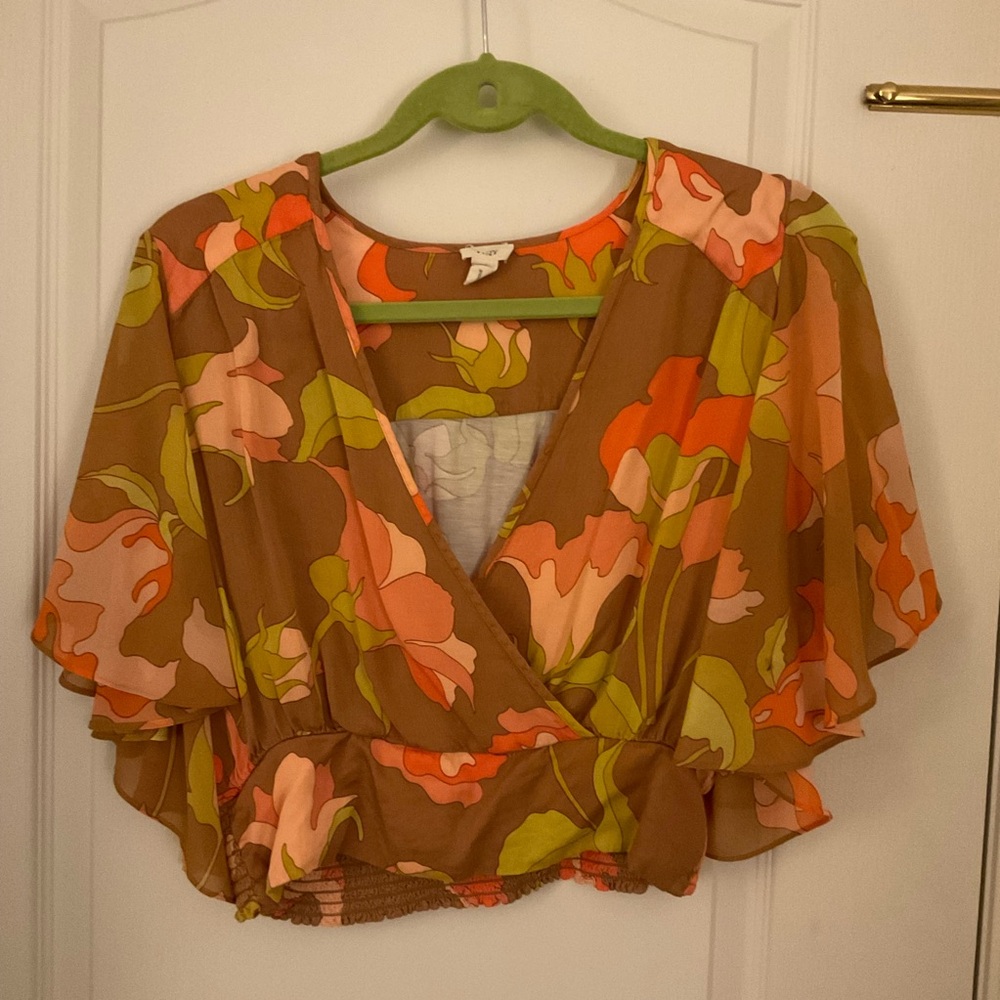 Floral V-Neck Wrap Top